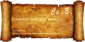 Csurka Benjámin névjegykártya